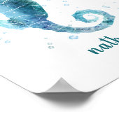 名前の付いた青いシーホースの航海の水色 ポスター (角)