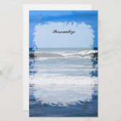 名前の付いた青い太平洋海 便箋 (正面/裏面)