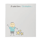 名前の付いた青と緑の小さな棒少年 ノートパッド (正面)
