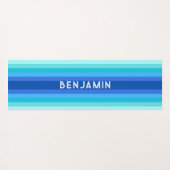 名前の付いた青ストライプの色のグラデーションヨガマット ヨガマット (裏面(横))