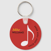 名前の付いた音楽シンボル赤いキーチェーン キーホルダー (裏面)