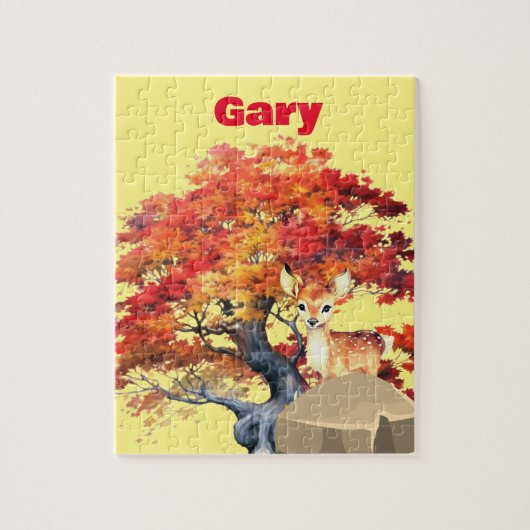 名前の付いた鹿をパーソナライズ ジグソーパズル (縦)