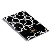 名前の付いた黒と白の円パターン ノートブック (右側)