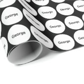 名前の付いた黒の白い点のパターン ラッピングペーパー (ロールコーナー)