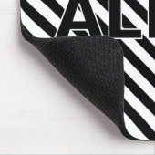 名前の付いた黒ストライプ色と白の文字 マウスパッド (コーナー)