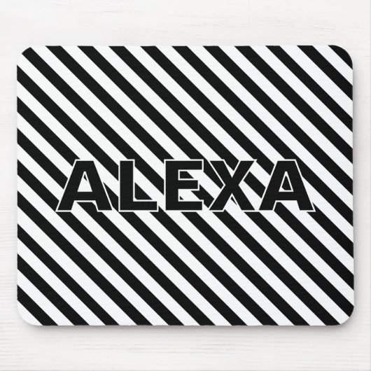 名前の付いた黒ストライプ色と白の文字 マウスパッド (正面)