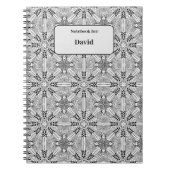 名前の付いた黒ユニーク色のモノクロパターン(&W) ノートブック (正面)