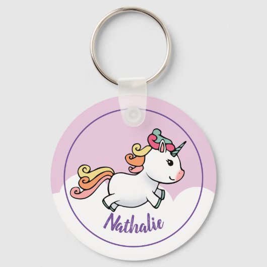 名前の付いたKids unicorn keychain キーホルダー (正面)