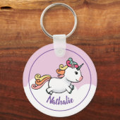 名前の付いたKids unicorn keychain キーホルダー (正面)