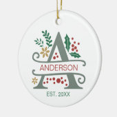 名前の付いたMonogram Red、Green、および金ゴールド文字「A」 セラミックオーナメント (左)