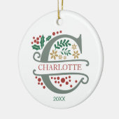 名前の付いたMonogram Red、Green、および金ゴールド文字「C」 セラミックオーナメント (左)