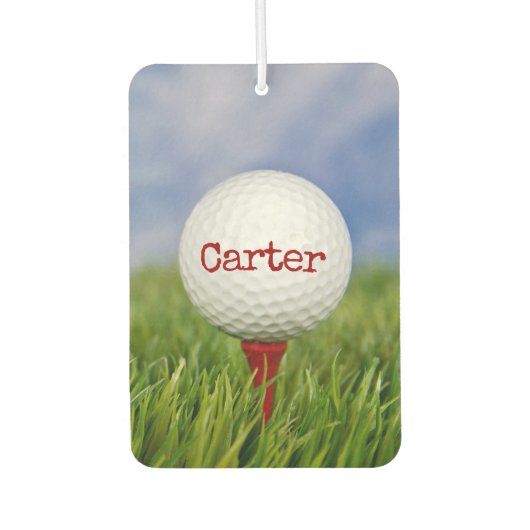 名前の付いたT型ゴルフボール カーエアーフレッシュナー (正面)