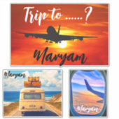 名前の付け…?!旅行用飛行機と車のスーツケース シール (正面)