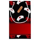 名前の付パーソナライズされたいた黒のナースパターン スモールペーパーバッグ (裏面)