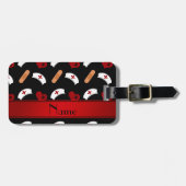 名前の付パーソナライズされたいた黒のナースパターン ラゲッジタグ (正面横)