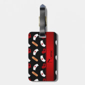 名前の付パーソナライズされたいた黒のナースパターン ラゲッジタグ (裏面縦)