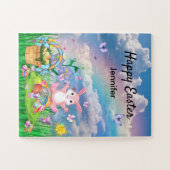 名前の個人用設定ハッピーイースターBunny ジグソーパズル (横)