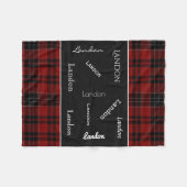 名前の個人用設定付き赤いプレイド フリースブランケット (正面(横))