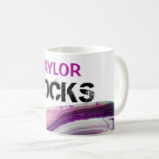 *~*名前の個人用設定-岩石ラピダリの灰石 コーヒーマグカップ (正面右)