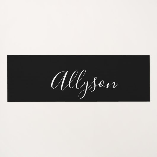 名前の個人用設定（縦書き）白いスクリプト（黒） ヨガマット (裏面(横))