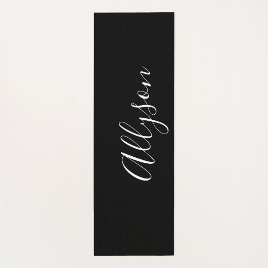 名前の個人用設定（縦書き）白いスクリプト（黒） ヨガマット (裏面)