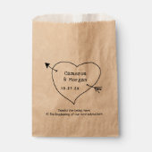 名前の内側のハート矢印結婚式の引き出物バッグ フェイバーバッグ (正面)