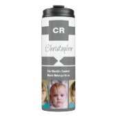 名前の写真の追加イニシャルグレー白 タンブラー (正面)