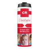 名前の写真の追加イニシャル赤白 タンブラー (正面)