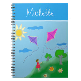 名前の凧を持つ女の子 ノートブック
