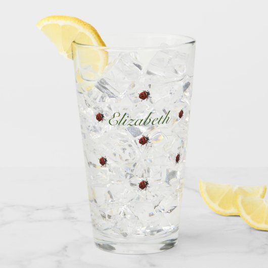 名前の可愛いラディバグパターン タンブラーグラス (アイス正面)