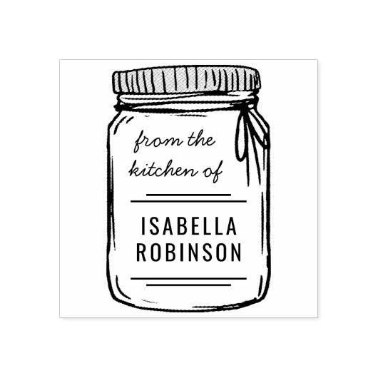 名前の台所から手描きのメイスンの瓶 ラバースタンプ (インプリント)