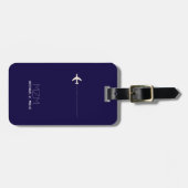 名前の国際的濃い青の旅行ラベル ラゲッジタグ (正面横)