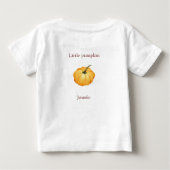 名前の場所Tシャツと小さなカボチャの水色 ベビーTシャツ (裏面)