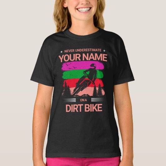 名前の変更すべての文字未評価ダートバイク Tシャツ (正面)