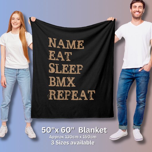 名前の変更すべての文字食べスリープBMXリピート フリースブランケット