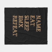 名前の変更すべての文字食べスリープBMXリピート フリースブランケット (正面(横))