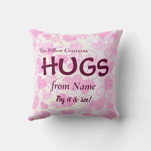 名前の変更と文字この枕はハグを含む クッション (裏面)