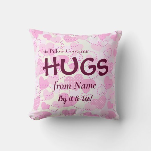 名前の変更と文字この枕はハグを含む クッション (正面)