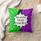 名前の変更の世界最高のおばあちゃんグリーンパープル漫画 クッション (ブランケット)