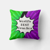 名前の変更の世界最高のおばあちゃんグリーンパープル漫画 クッション (裏面)