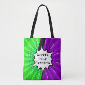 名前の変更の世界最高のおばあちゃんグリーンパープル漫画 トートバッグ (正面)