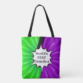 名前の変更の世界最高のおばあちゃんグリーンパープル漫画 トートバッグ (裏面)