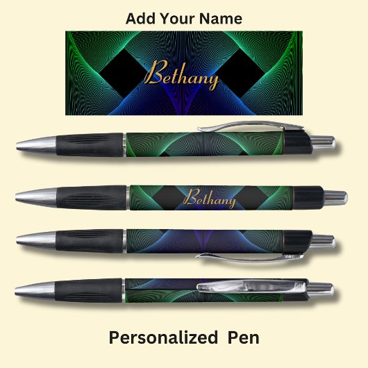 名前の変更ジオメトリグリーンブルー旋回 ボールペン