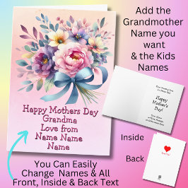 名前の変更ハッピーマザーズ日おばあちゃんブルーリボン カード