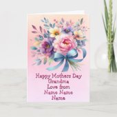 名前の変更ハッピーマザーズ日おばあちゃんブルーリボン カード (正面)