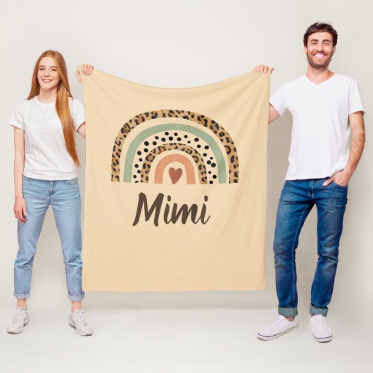 名前の変更ヒョウの斑点プリントブラウンレインボー フリースブランケット (インサイチュ)