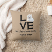 名前の変更フォト文字日本のスピッツラブドッグ クッション (ブランケット)