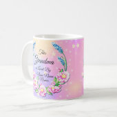 名前の変更マザーズ日おばあちゃんピンク青い花 コーヒーマグカップ (正面左)