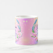 名前の変更マザーズ日おばあちゃんピンク青い花 コーヒーマグカップ (中央)