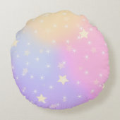 名前の変更マザーズ日おばあちゃんピンク青い花 ラウンドクッション (裏面)